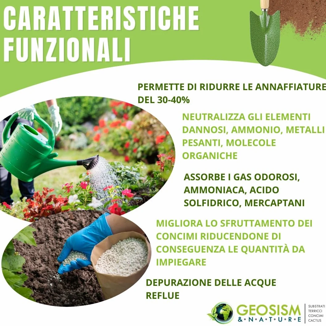 Zeolita a base de Chabasita y Phillipsita 2/5 mm (20 kg), mejorador del suelo para plantas