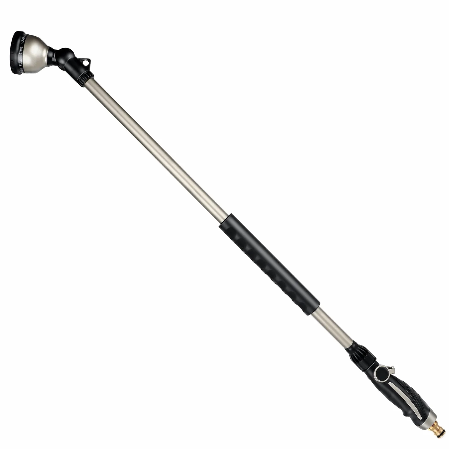 RESTMO Lanza de riego resistente, lanza de metal de 94 cm, cabezal de trinquete ajustable de 180°, varita de manguera de 10 patrones de pulverización, pistola rociadora larga perfecta para jardín,