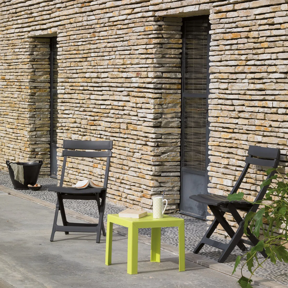 Grosfillex 49036002 Miami Silla Plegable, Antracita, 50 x 42 x 80 cm