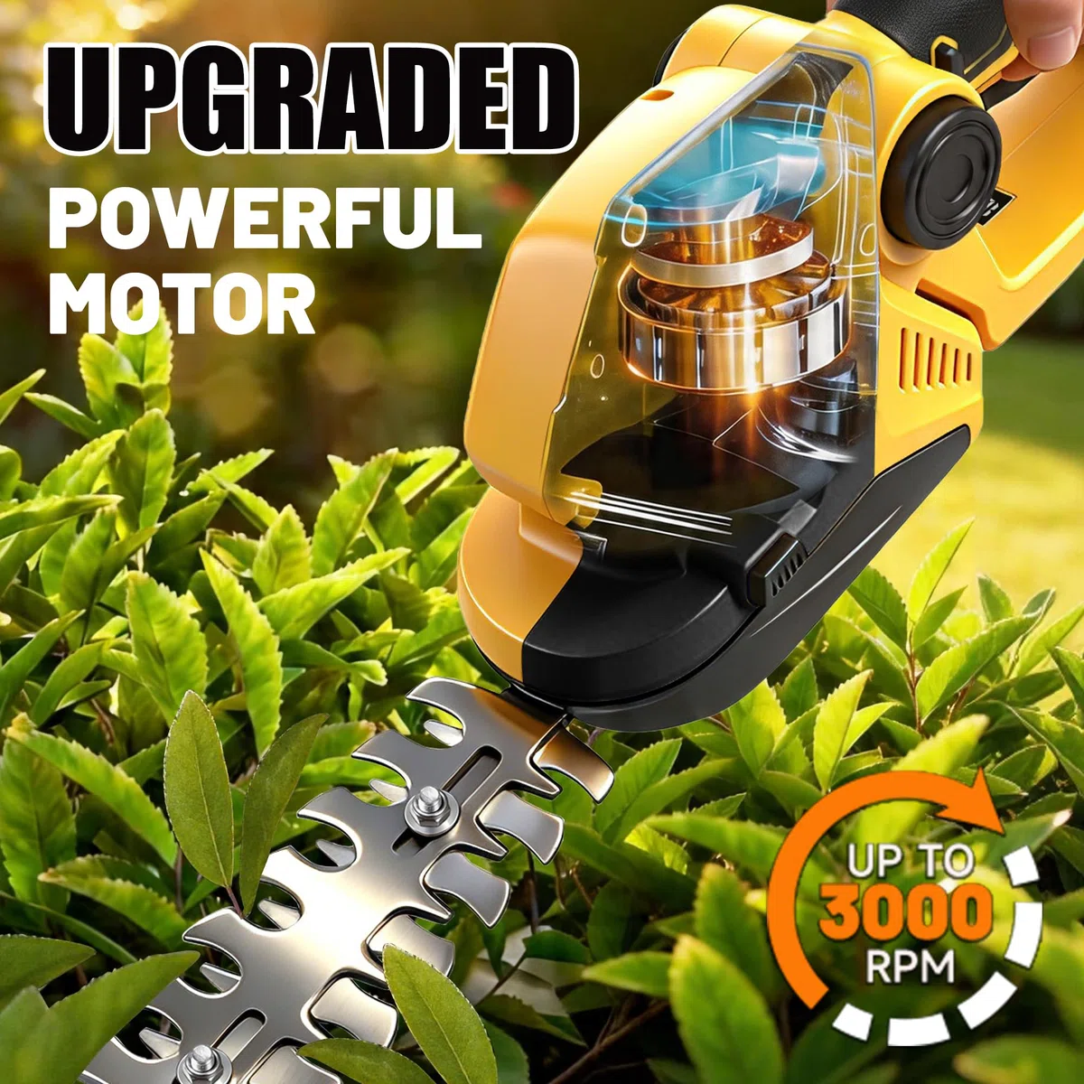 KingSom Tijeras Cortasetos y Arreglasetos 2 en 1, Corta Setos Jardin Electrico 21 V con Batería y Cargador, Pantalla Batería, Cortacetos Electrico, 2 Cuchillas - 23cm para Arbustos, 13.5cm para Césped