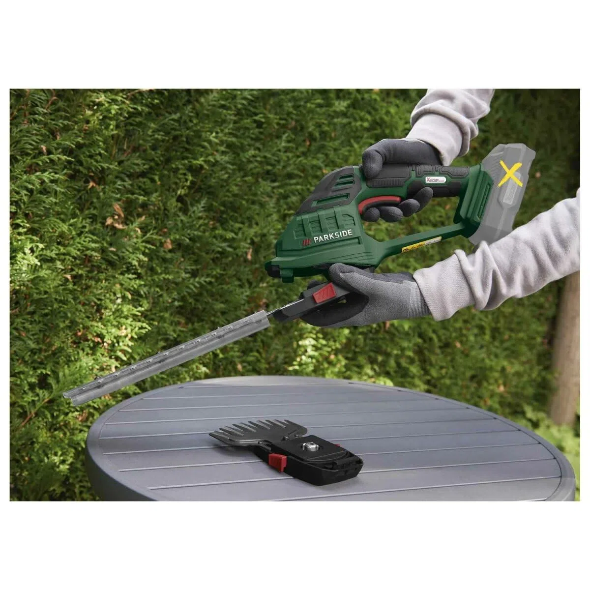 PARKSIDE PAGS 20-Li - Tijeras para césped y arbustos a batería de 20 V, sin batería y cargador X20 V Team