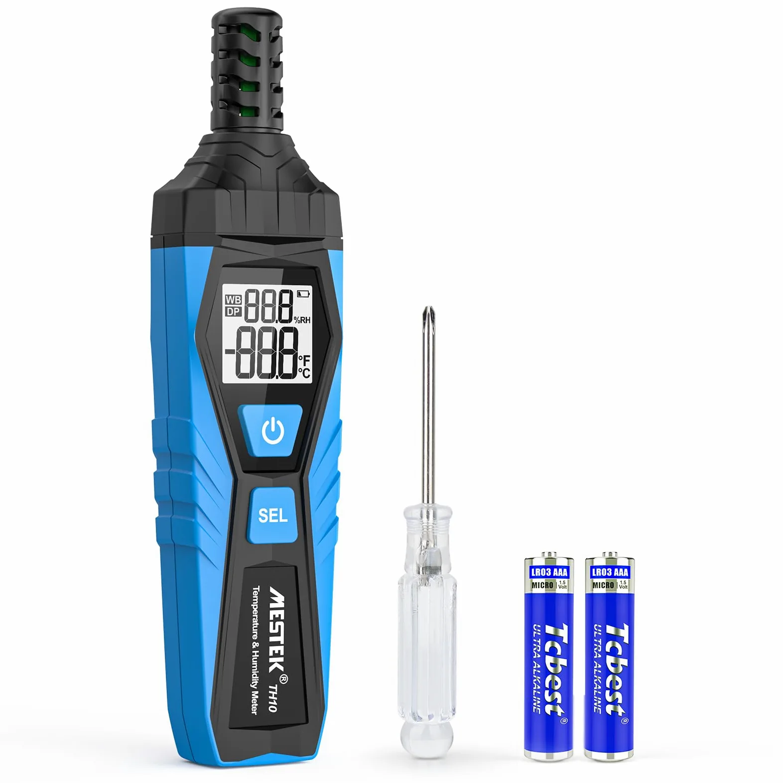 Termómetro Higrómetro MESTEK Medidor de Humedad Exterior y Interior Digital Portátil, Monitor de Temperatura y Humedad Ambiente, Punto de Rocío y Temperatura de Bulbo, para Industria Agricultura Casa