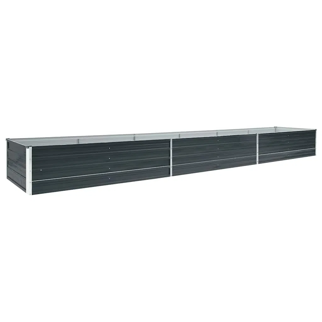 vidaXL Arriate de Jardín Plantas Macetas Mobiliario Muebles Hogar Casa Decoración Exterior Bricolaje Acero Galvanizado Gris 400x80x45 cm