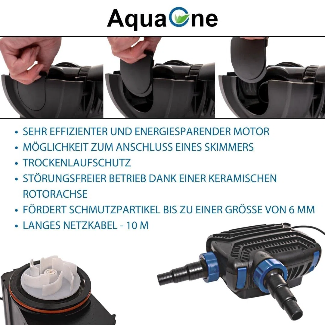AquaOne Bomba de estanque Eco CTF-B 18000 150 Watt 18000l/h I Bomba de estanque de alta calidad con filtro I Bomba especial para estanque de jardín I Bomba de filtro Estanque I Bomba de estanque