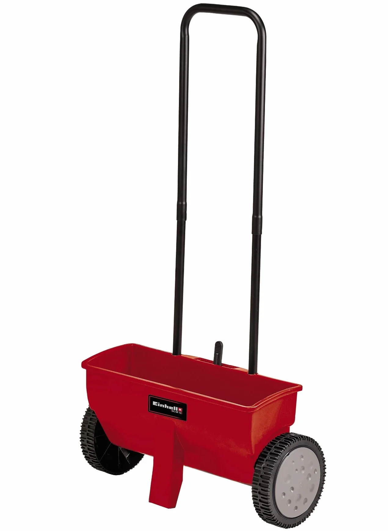 Einhell Carro esparcidor manual - GT-M-GT-39. (Ancho de esparcimiento de 45 cm, capacidad de 12 Litros, diámetro de las ruedas de 200 mm). Barra de empuje doble. Cierres de resorte en ambos lados