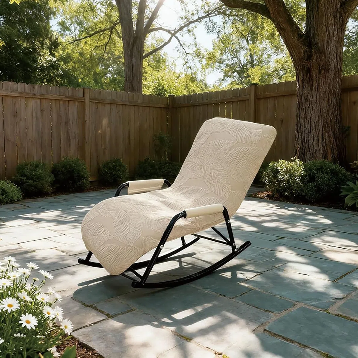 Funda para Mecedora de Exterior con Respaldo Alto Funda Sólida para Cojín de Tumbona para Muebles de Exterior Patio y Silla Funda Cubre Sillón
