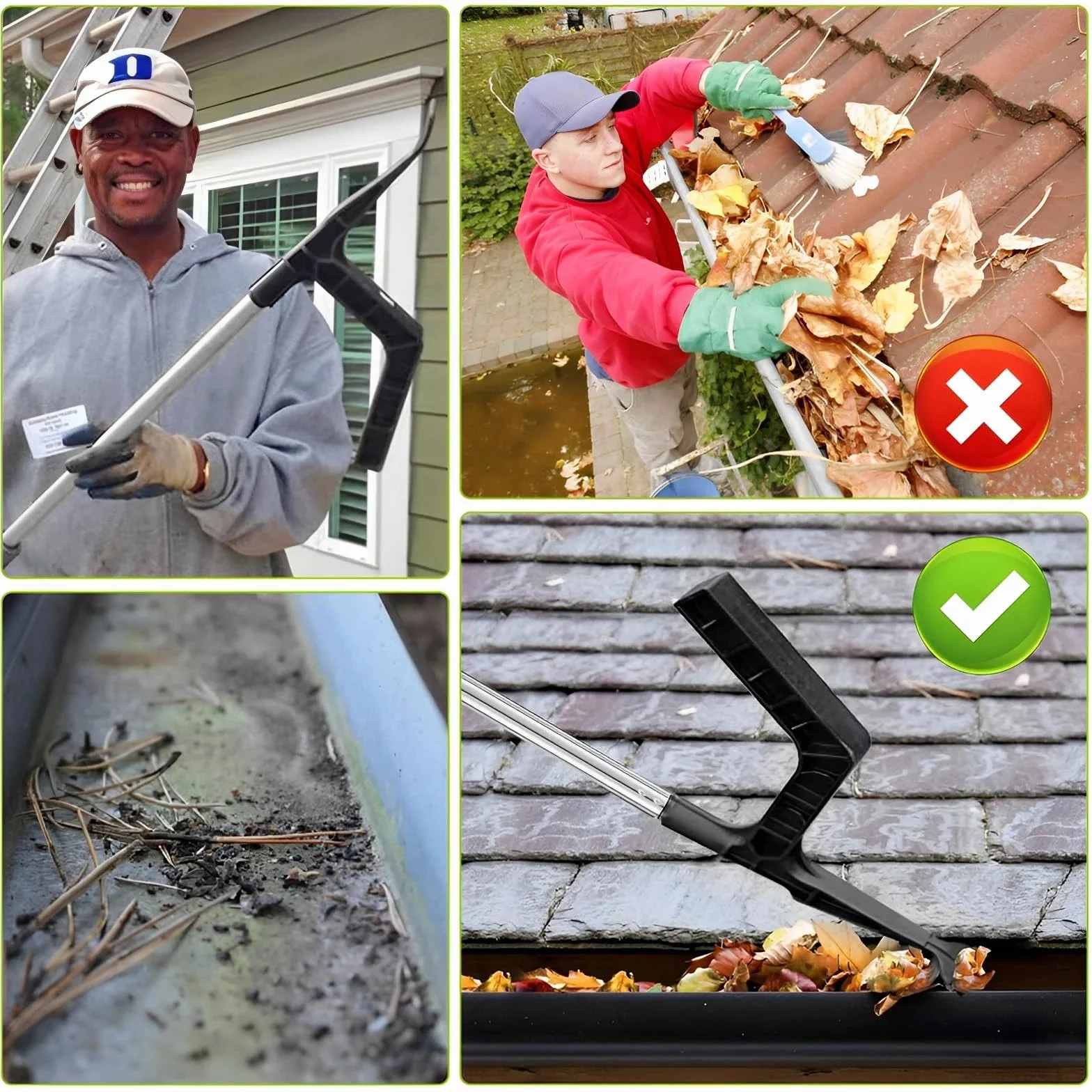 Dachrinnenreinigungswerkzeug, Dachrinnenreiniger,Dachrinnen-Werkzeug Reinigungslöffel und Schaufel mit Haken,Gewindedesign, Kanalisation,Guard Cleaning Tool,Dachrinne-Reinigungswerkzeug