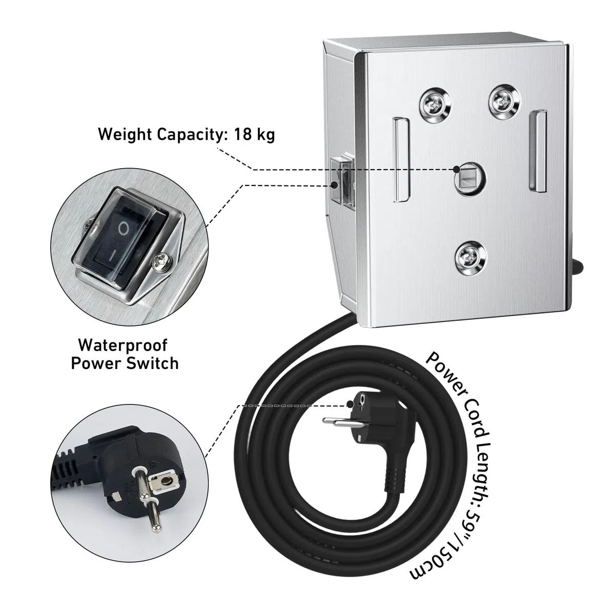 Onlyfire Acero Inoxidable Barbacoa Motor para BBQ Asador Brochetas, 2-2.4 R/M, 50/60Hz de 4 W, 220 V/240 V