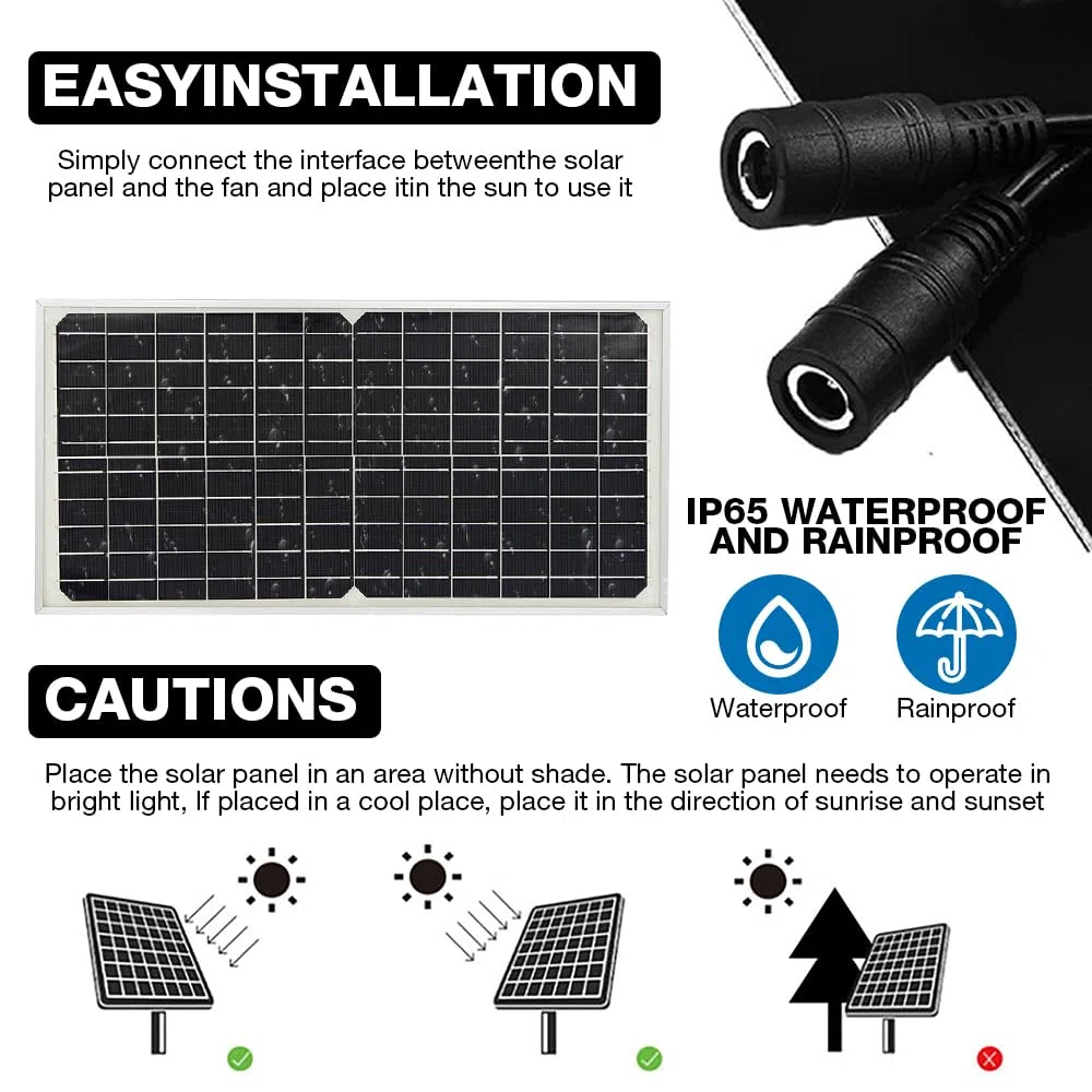 Ventilador solar, ventilador con panel solar de 16 W, resistente a la intemperie, con doble ventilador de CC para gallineros pequeños; kit de ventilador con módulo solar para gallineros pequeños, inve