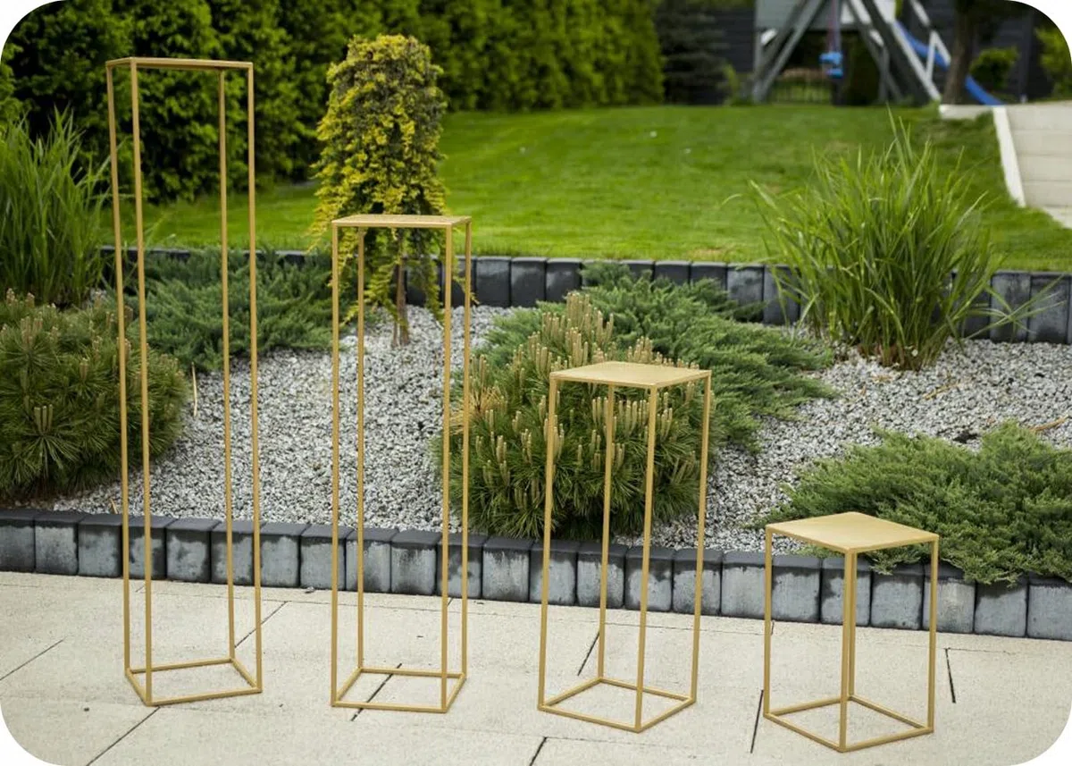 Loft - Soporte para flores moderno de metal (70 cm), color dorado