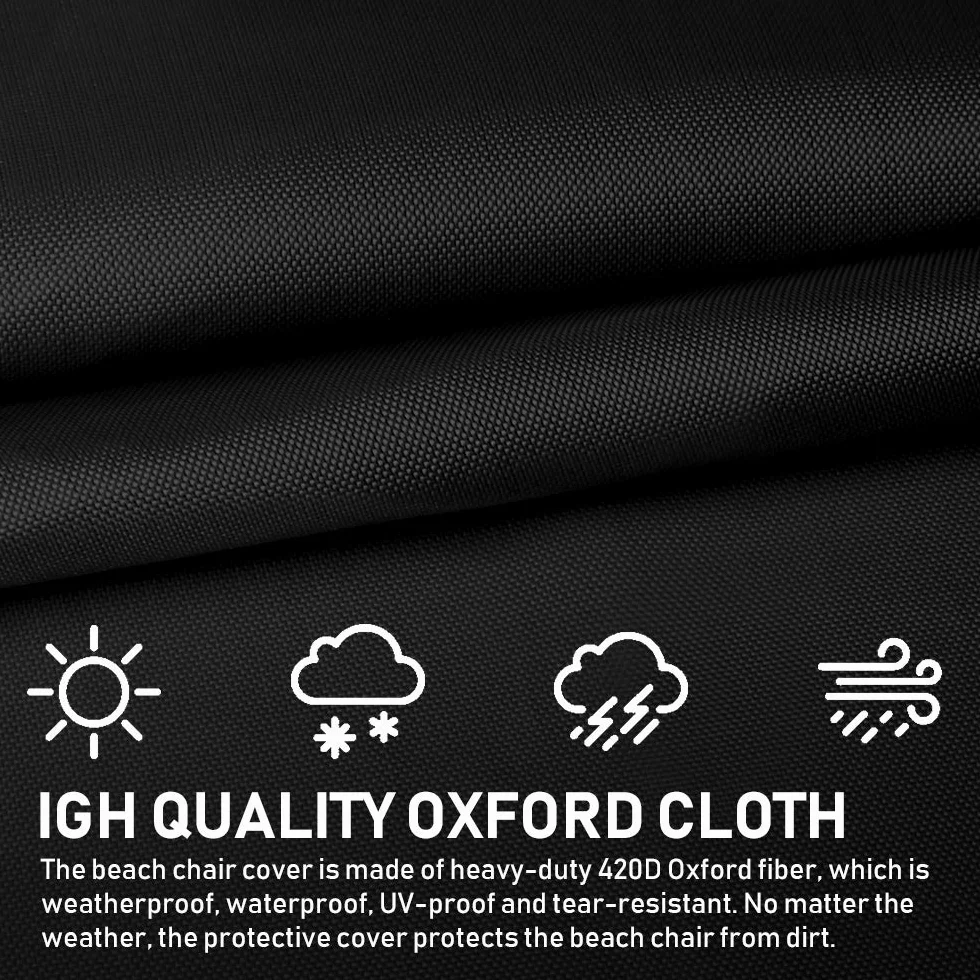 Funda Protectora para Sillón de Playa, Cubierta Sillón de Playa de 420D Oxford, Funda Impermeable Cubierta para Silla de Playa de Mimbre, Protección UV Transpirable - 135 x 105 x 175/140 cm (Negro)
