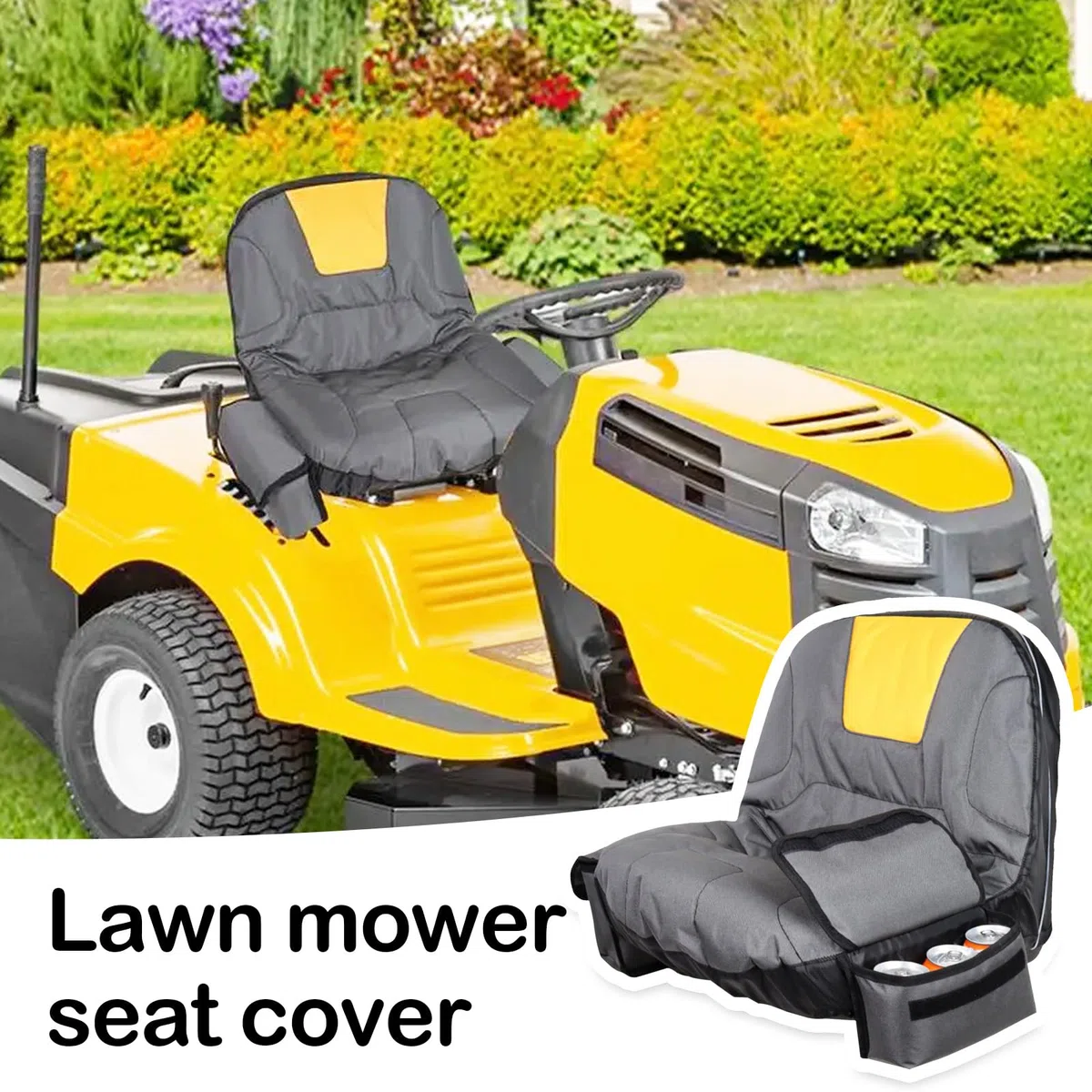 Funda De Asiento para Cortacésped, Funda De Asiento para Tractor con Bolsa 600D Funda Protectora para Asiento De Cortacésped Antideslizante Impermeable Funda para Asiento De Tractor