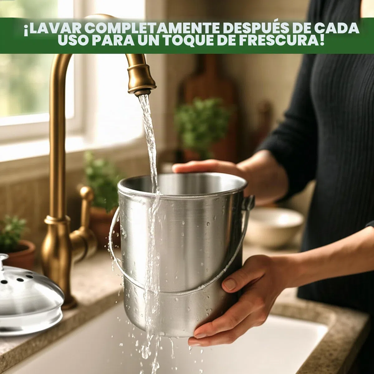Acero Inoxidable Recipiente de Compost para hogar, 1.3 galones(5L) - por Utopia Kitchen