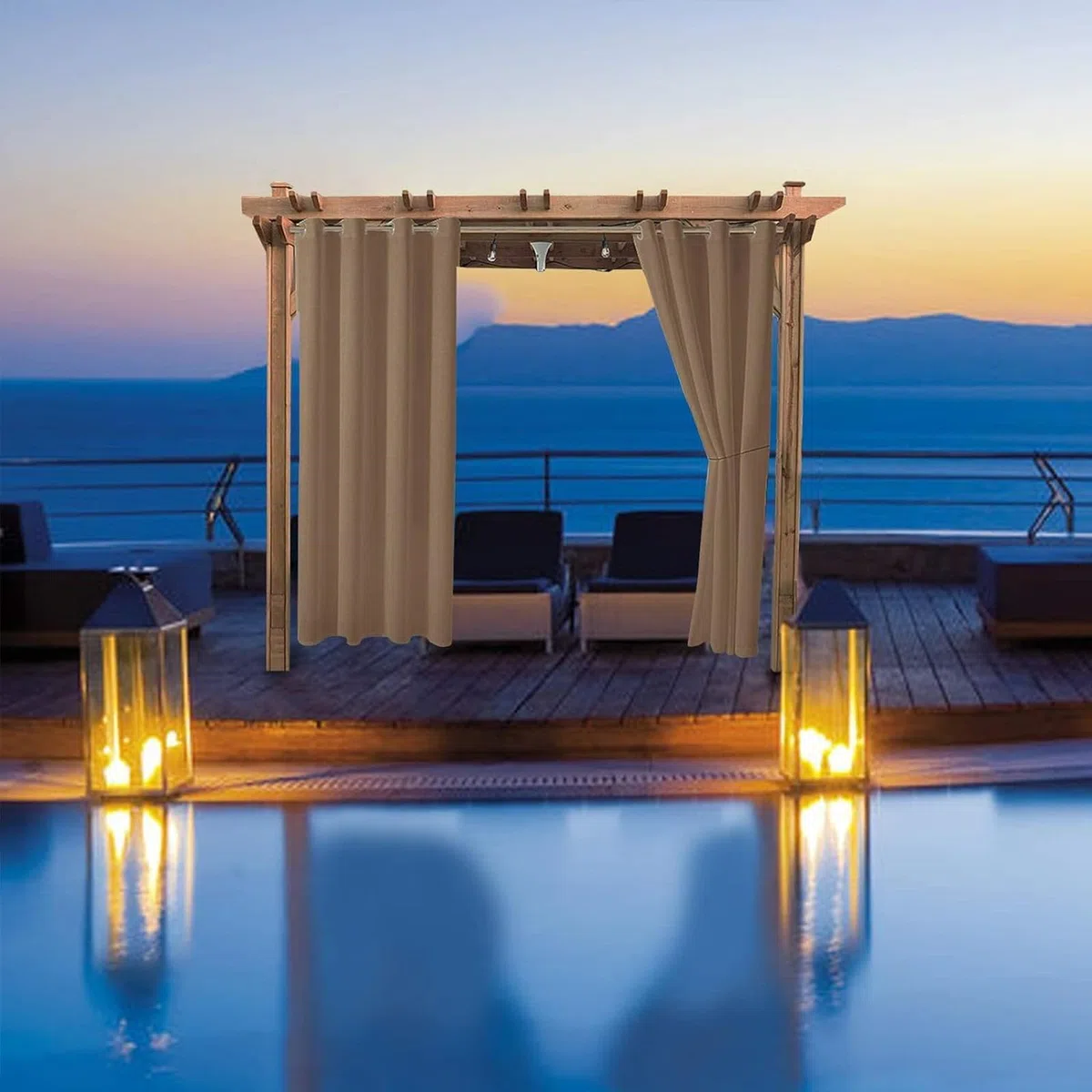 OKYUK Cortina Opaca Impermeable con Ojales, para cenador, Puerta corredera, pérgola, protección de privacidad y Aislamiento térmico