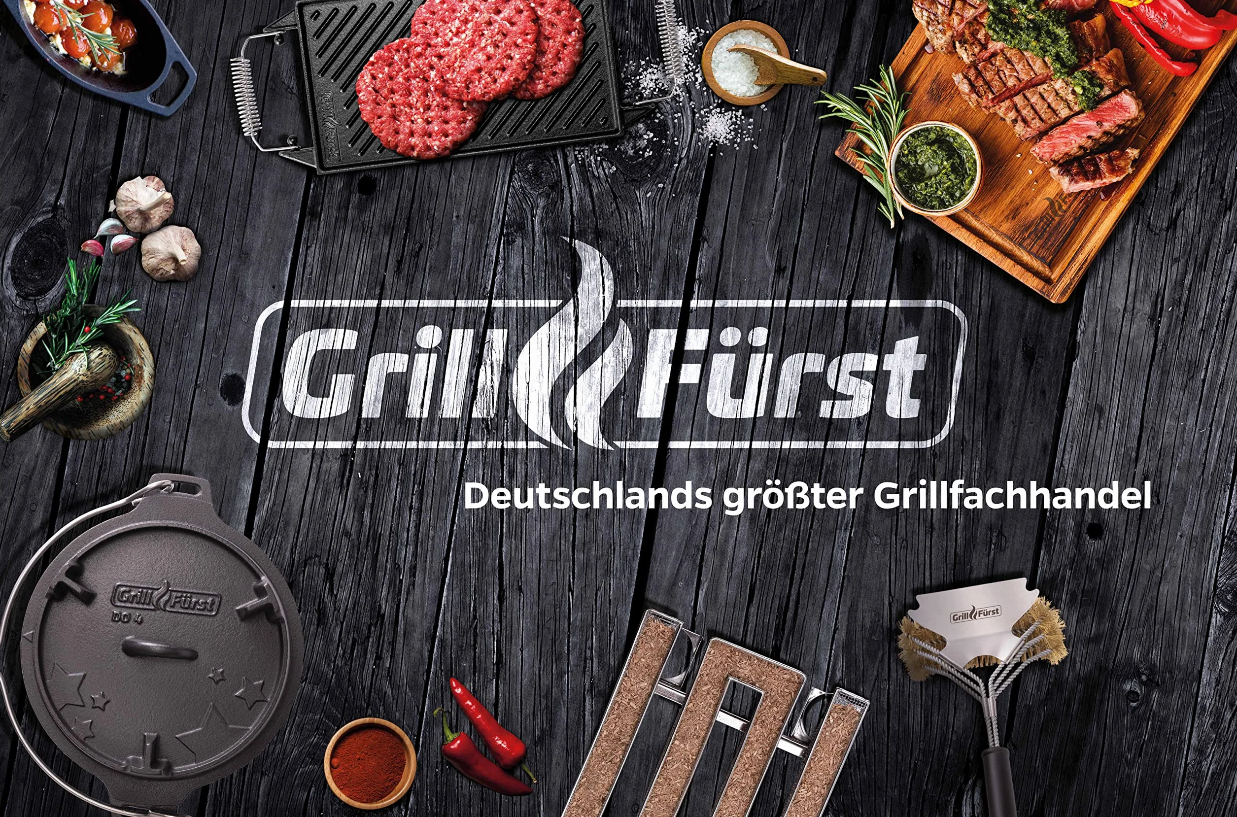 Grillfürst Pinzas para Barbacoa de Acero Inoxidable con Cabezal de Espátula - Pinzas Barbacoa Largas con Ojales para Colgar