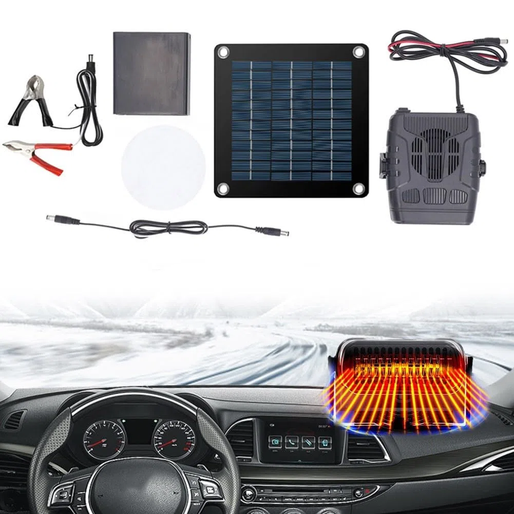 QOXEZY Calentador solar para gallineros, casas de perros e invernaderos pequeños, soplador de aire caliente portátil alimentado por energía solar para mascotas y plantas