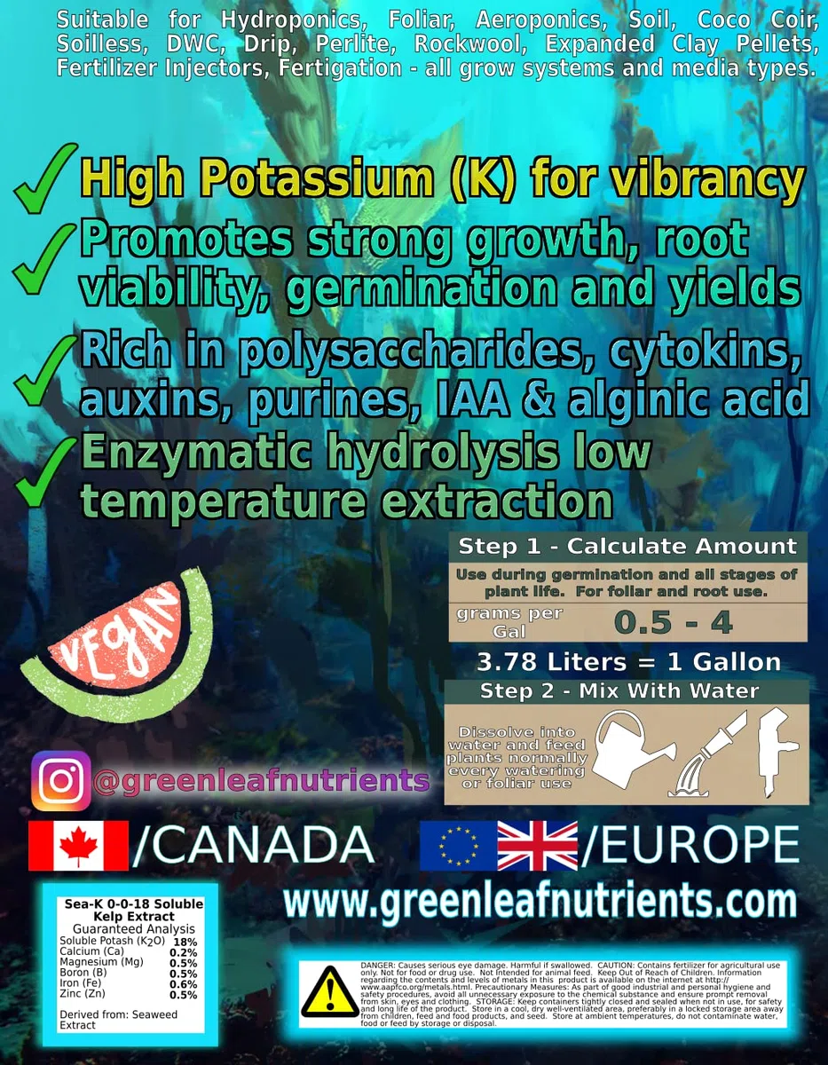 Seaweed and Kelp Fertilizer for Plants - Organic Sea-K - Concentrated Extract Powder Nutrient Makes 3500 Liters