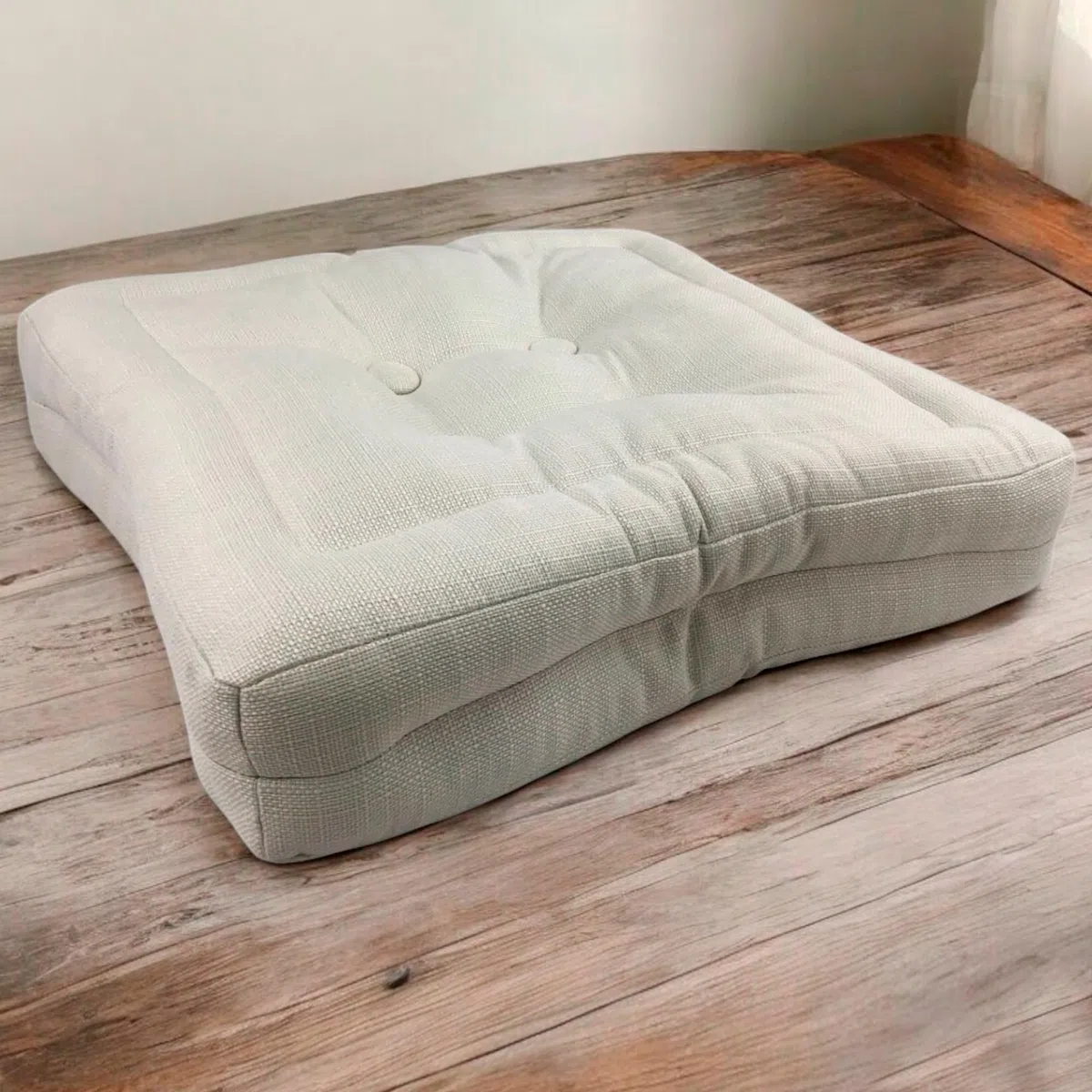 TIENDA EURASIA – Pack de 2 Cojines de Suelo Cuadrado | Cojín Impermeable | Acolchado | Poliéster | Medidas 45x45x8 cm | Cojines Exterior Jardín | con Asa de Transporte y Cremallera (Crudo)