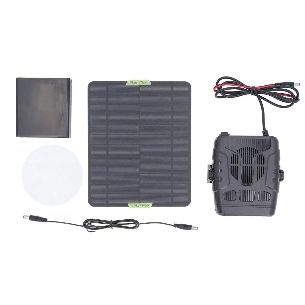 QOXEZY Calentador solar para gallineros, casas de perros e invernaderos pequeños, soplador de aire caliente portátil alimentado por energía solar para mascotas y plantas