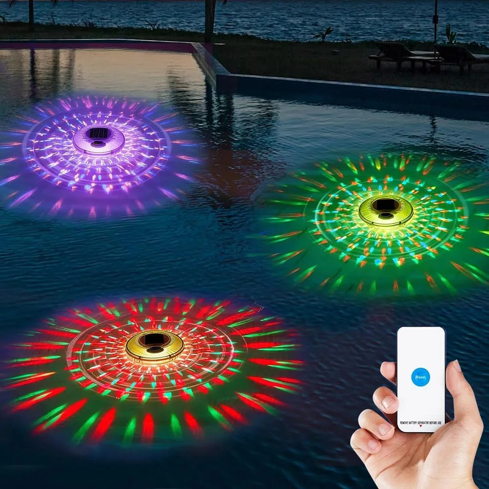 Dispensador Cloro Piscina, Dosificador Cloro Piscina Flotante con Luz Solar LED, Flotador Cloro Piscinas para Piscinas, Bañeras de Hidromasaje, Spas, Fuentes