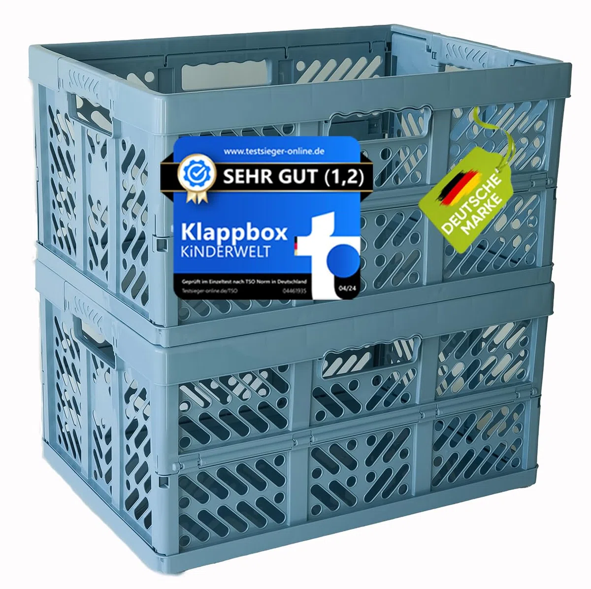 KiNDERWELT 2 x Caja plegable robusta profesional 45 L hasta 50 kg - Caja, cesta, contenedor para almacenamiento, transporte - azul