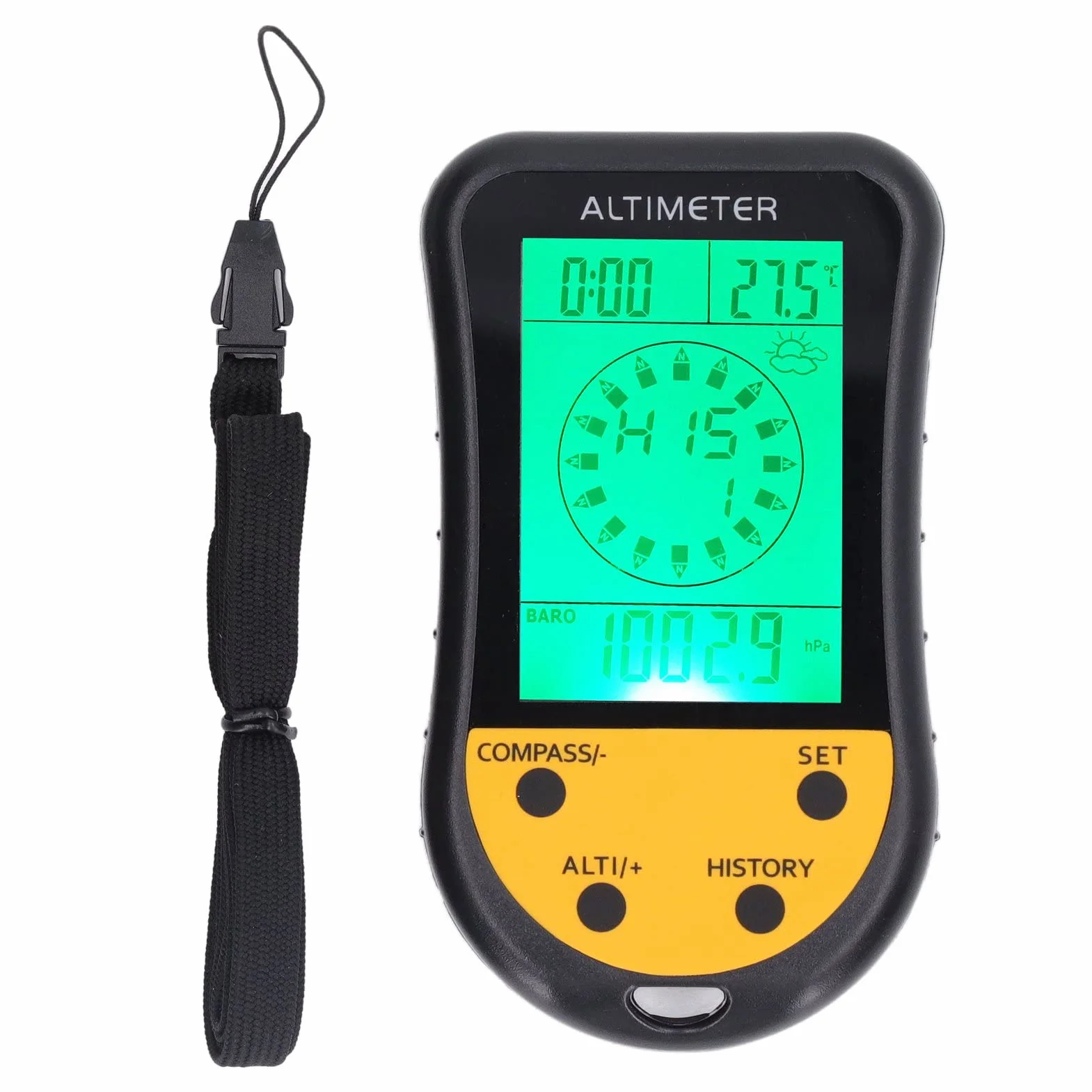 Altímetro Digital 8 en 1 con Retroiluminación Multifunción Barómetro Termómetro Clima Sensor Portátil para Viento Al Aire Libre Velocidad Temperatura Wind Chill Tester