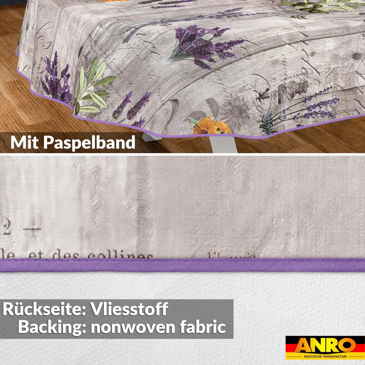 Mantel de hule lavable, fácil de limpiar, impermeable, efecto loto, para jardín, ovalado, 260 x 140 cm, con dobladillo (ribeteado)