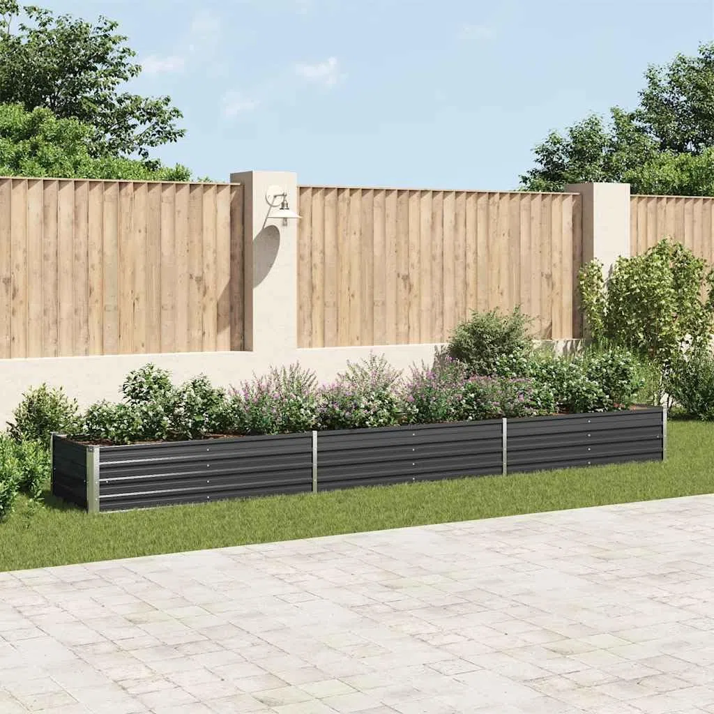 vidaXL Arriate de Jardín Plantas Macetas Mobiliario Muebles Hogar Casa Decoración Exterior Bricolaje Acero Galvanizado Gris 400x80x45 cm