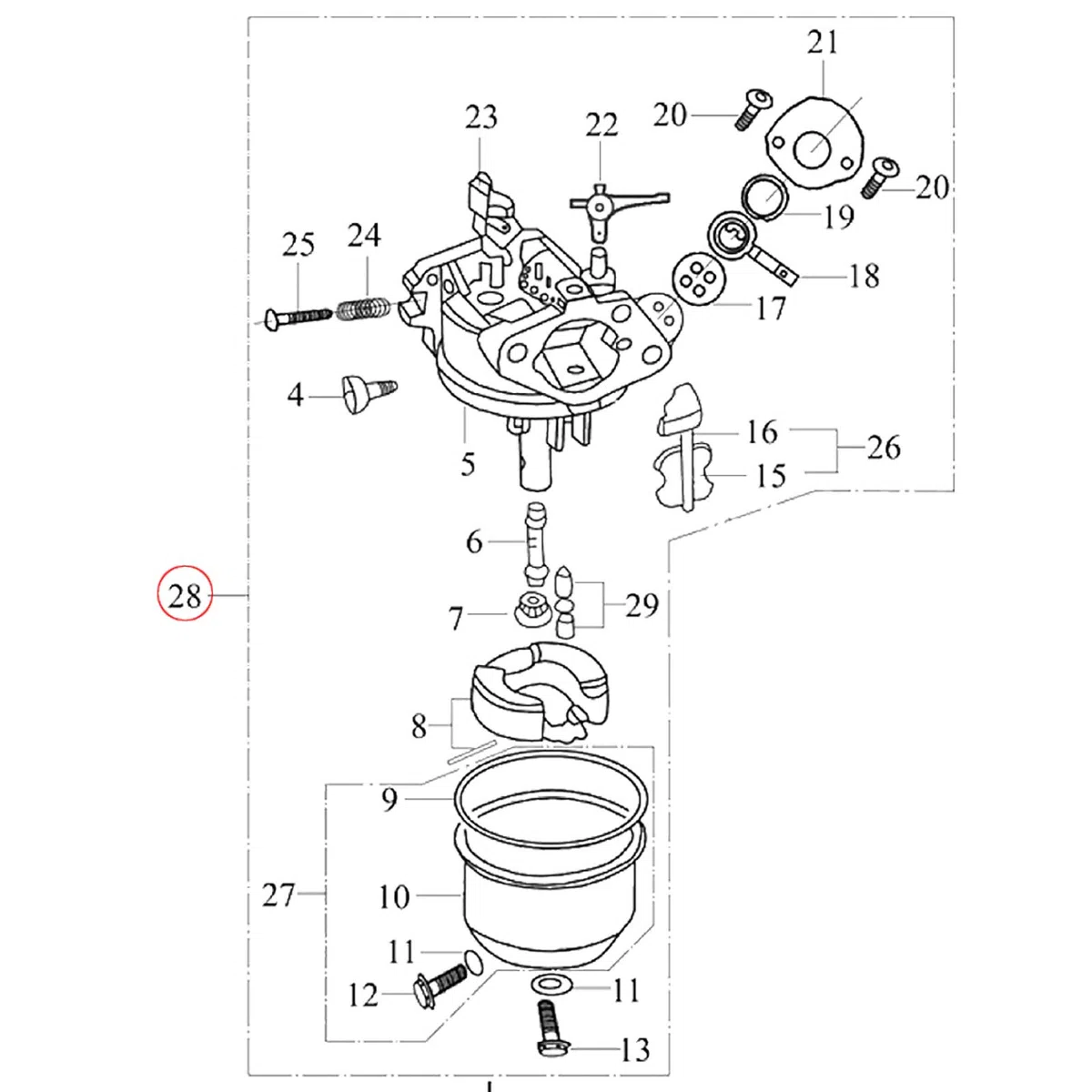 Carburador pieza de repuesto para motor de gasolina LIFAN de 13 CV