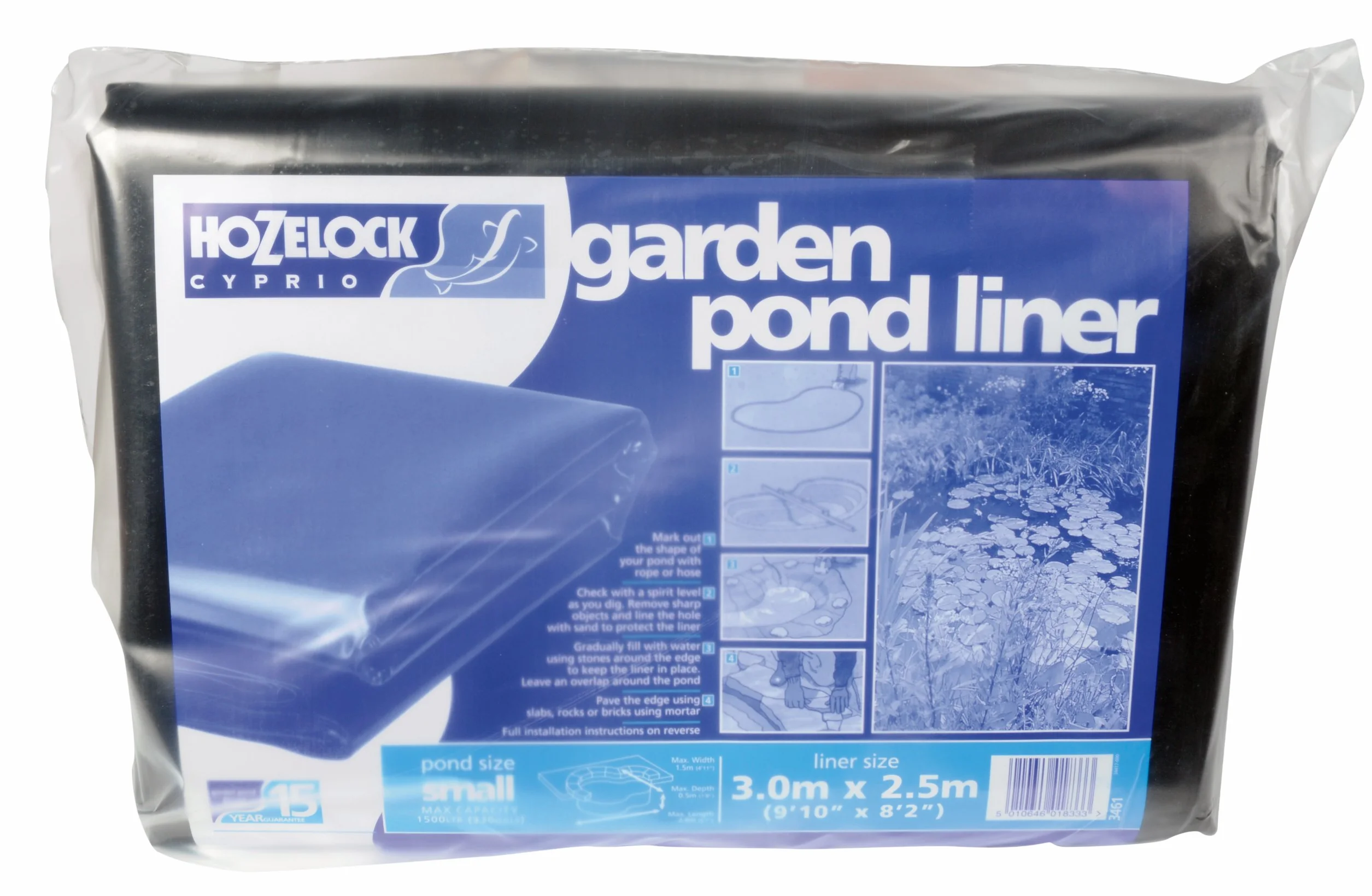 Hozelock 3461T0155 - Lona para Estanque (3 x 2,5 m), Color Negro