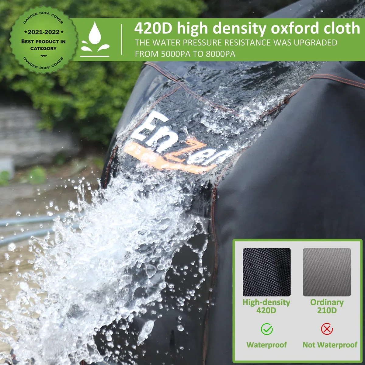 Enzeno Fundas de sofá de jardín en Forma de L, Impermeables, Tela Oxford 420D, Funda de sofá para Exteriores, Cubierta de Muebles de Esquina de ratán con Cinta Impermeable (140 x 210 x 75 cm), Lado…