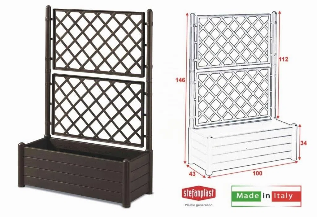 HERSTERA 10014400 - Jardinera con enrejado, marrón oscuro, 100 x 43 x 142 cm