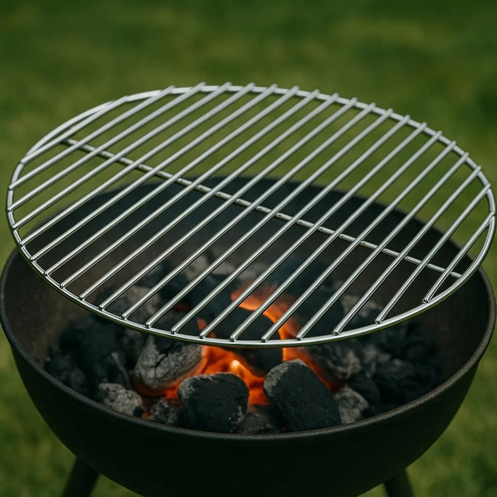 Wiltec Parrilla barbacoa Ø 80 cm redonda rejilla grill acero inoxidable asado fuego brasas gas leña carbón