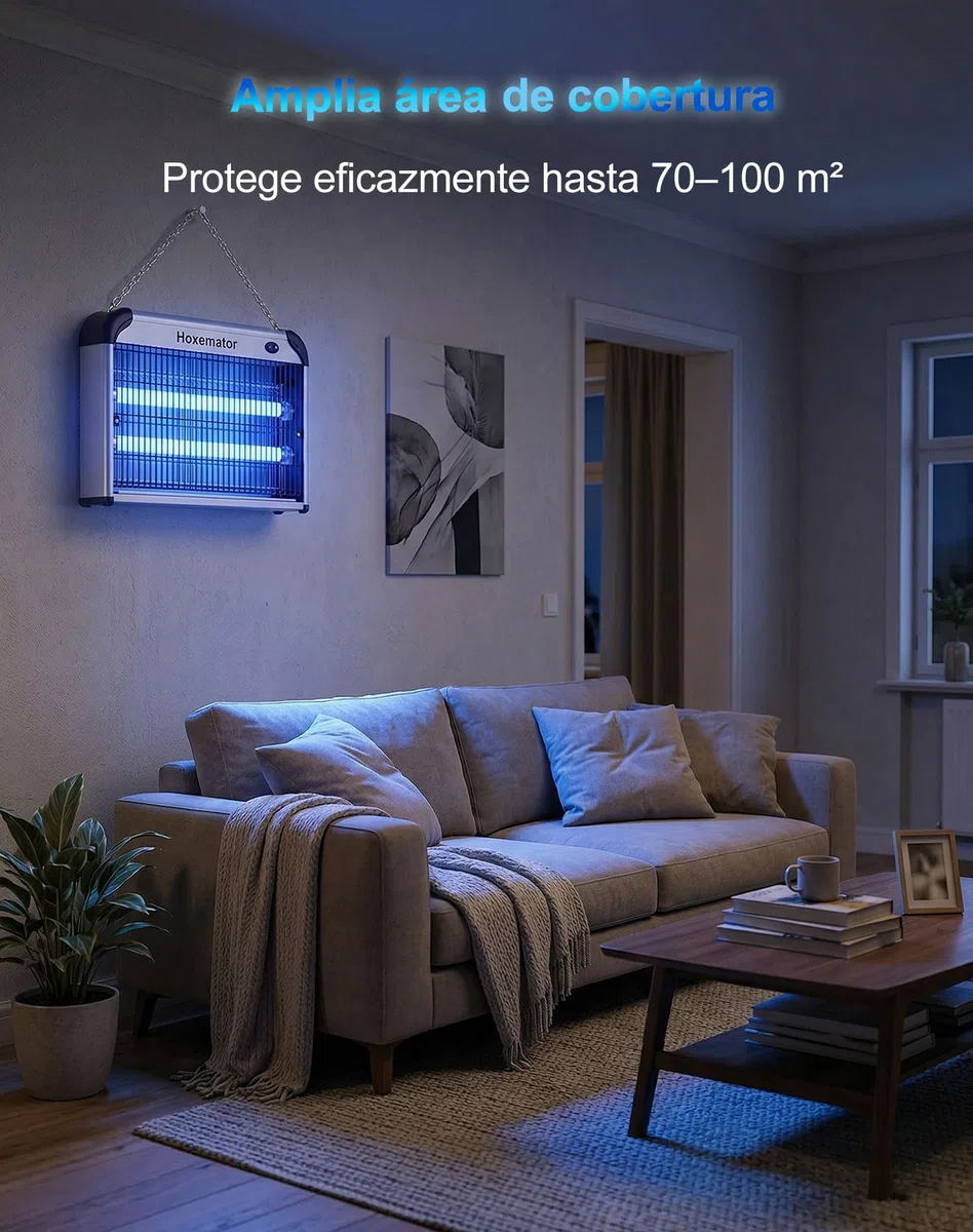Lámpara Antimosquitos Eléctrica 20W Mata Mosquitos con Luz UV 365nm, 2000V Matamoscas Cobertura 100m² Sin Químicos Trampa para Insectos para Interior, Exterior, Dormitorio, Jardín, Cocina