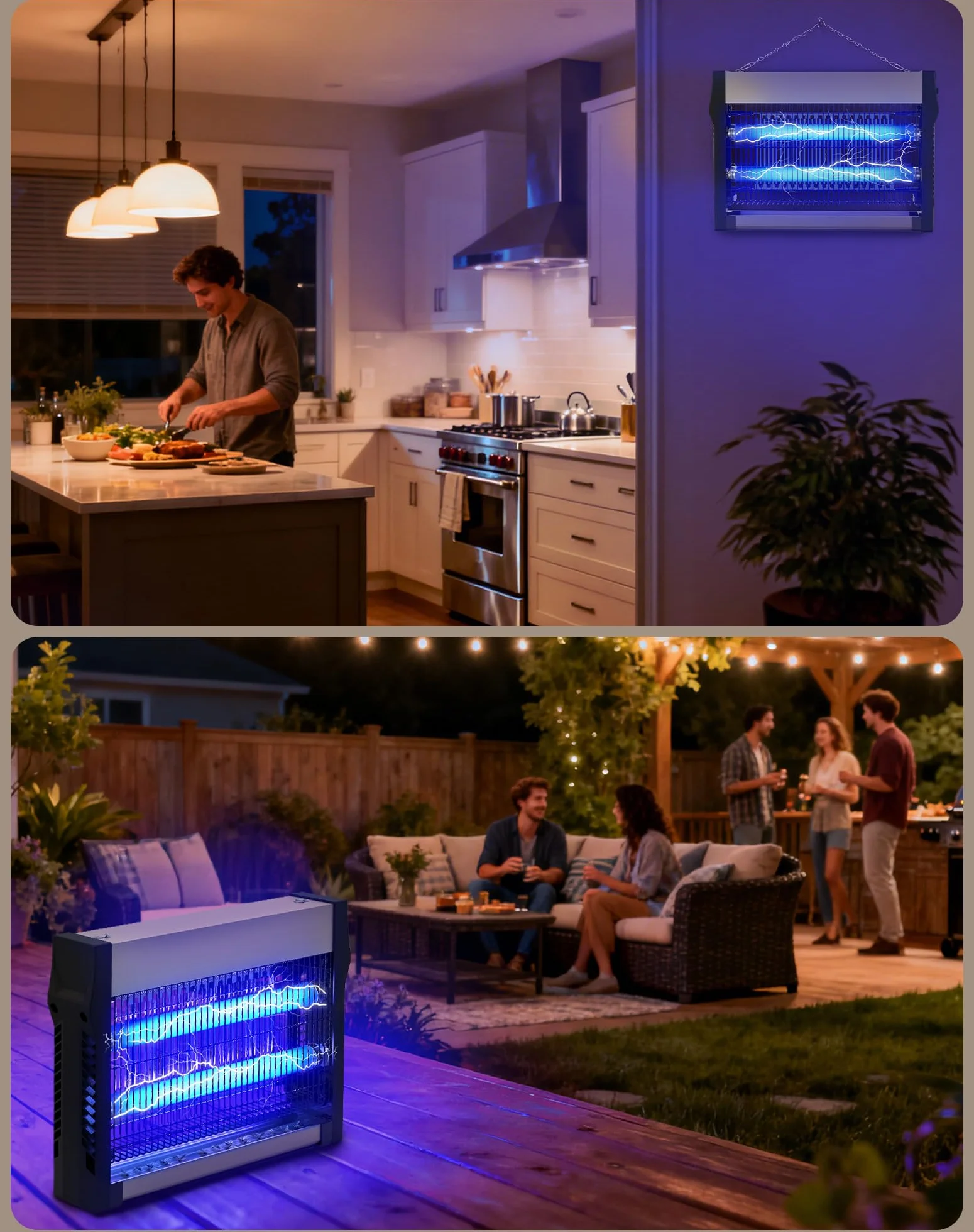 Lámpara Antimosquitos Eléctrica UV 365nm LED Mata Mosquitos con Rejilla de 2500V, Trampa de Insectos sin Químicos, Luz Anti Mosquitos para Interior, Exterior, Hogar, Terraza, Jardín