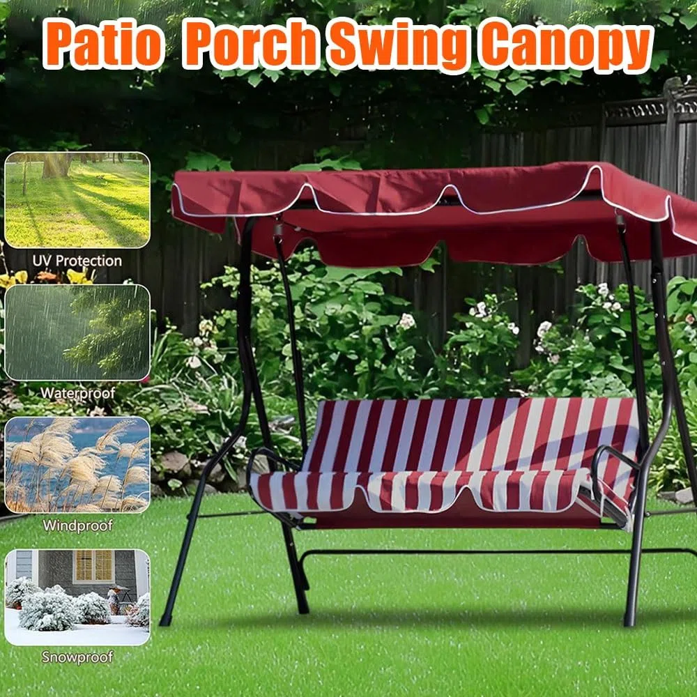 Toldo De Repuesto Para Silla Columpio 164x114cm 195x125cm Cubierta Superior Para Columpio De Jardín Exterior, Techo Recambio Balancin Para Patio(Black,77x49in-195x125cm)