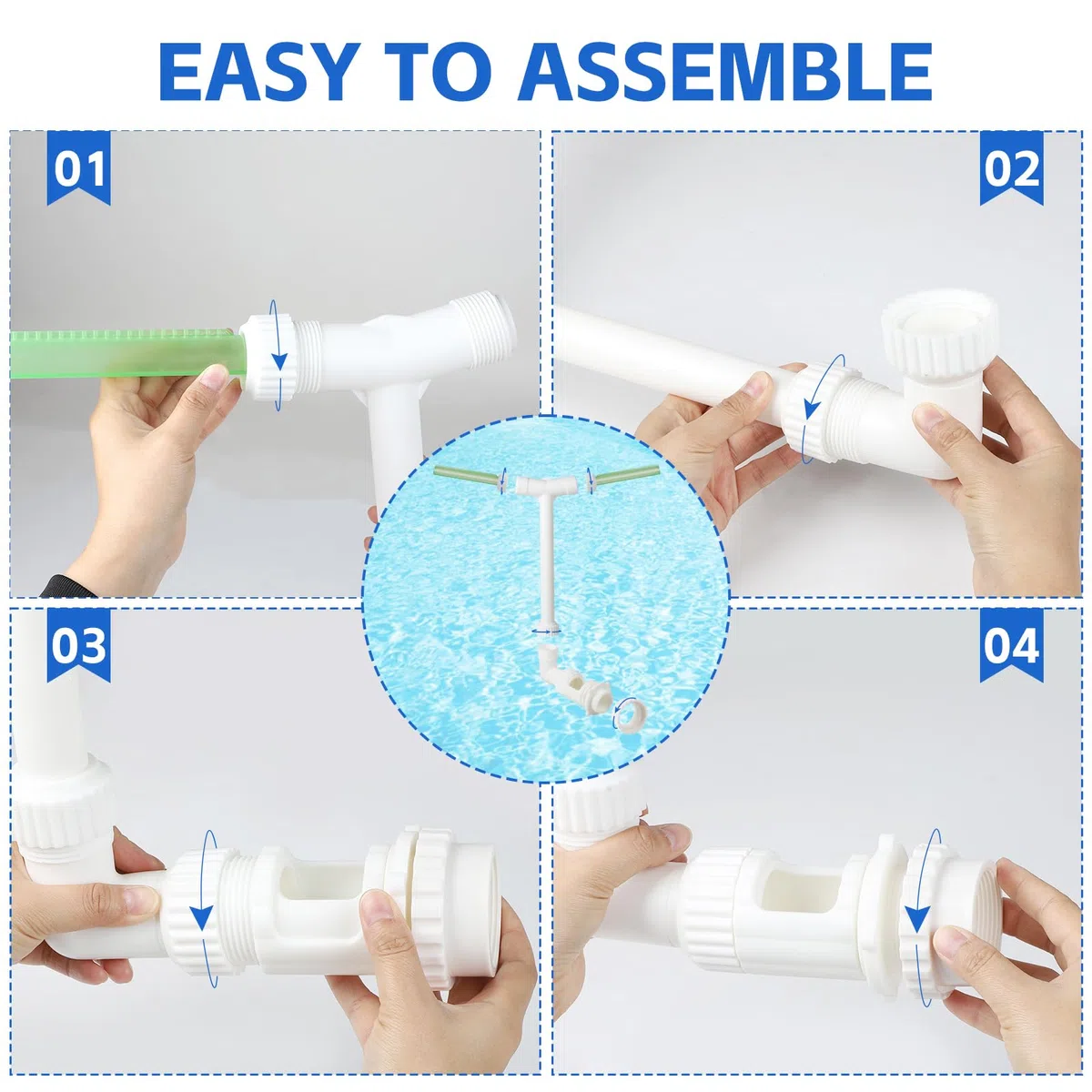 LALAGO Fuente de Piscina, Fuente de Agua Ajustable de Doble Chorro, Fuente Piscina Cascada con Adaptador, Fuente para Piscinas para Piscinas Exteriores Enterradas y sobre el Suelo(Fluorescente Verde)