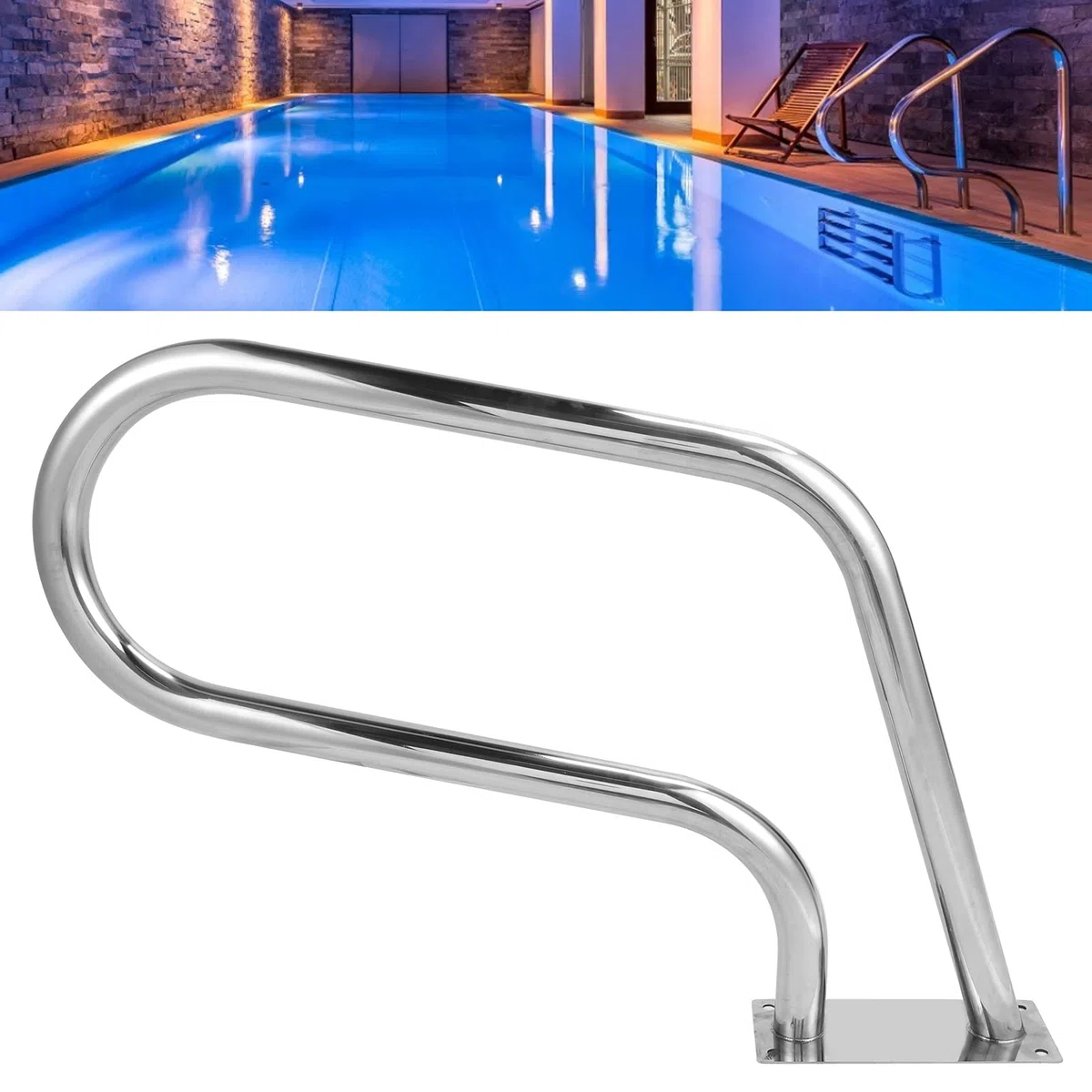 Pasamanos de Piscina, Pasamanos de Seguridad de Piscina de Superficie Lisa de Acero Inoxidable 304 Engrosado para Piscina