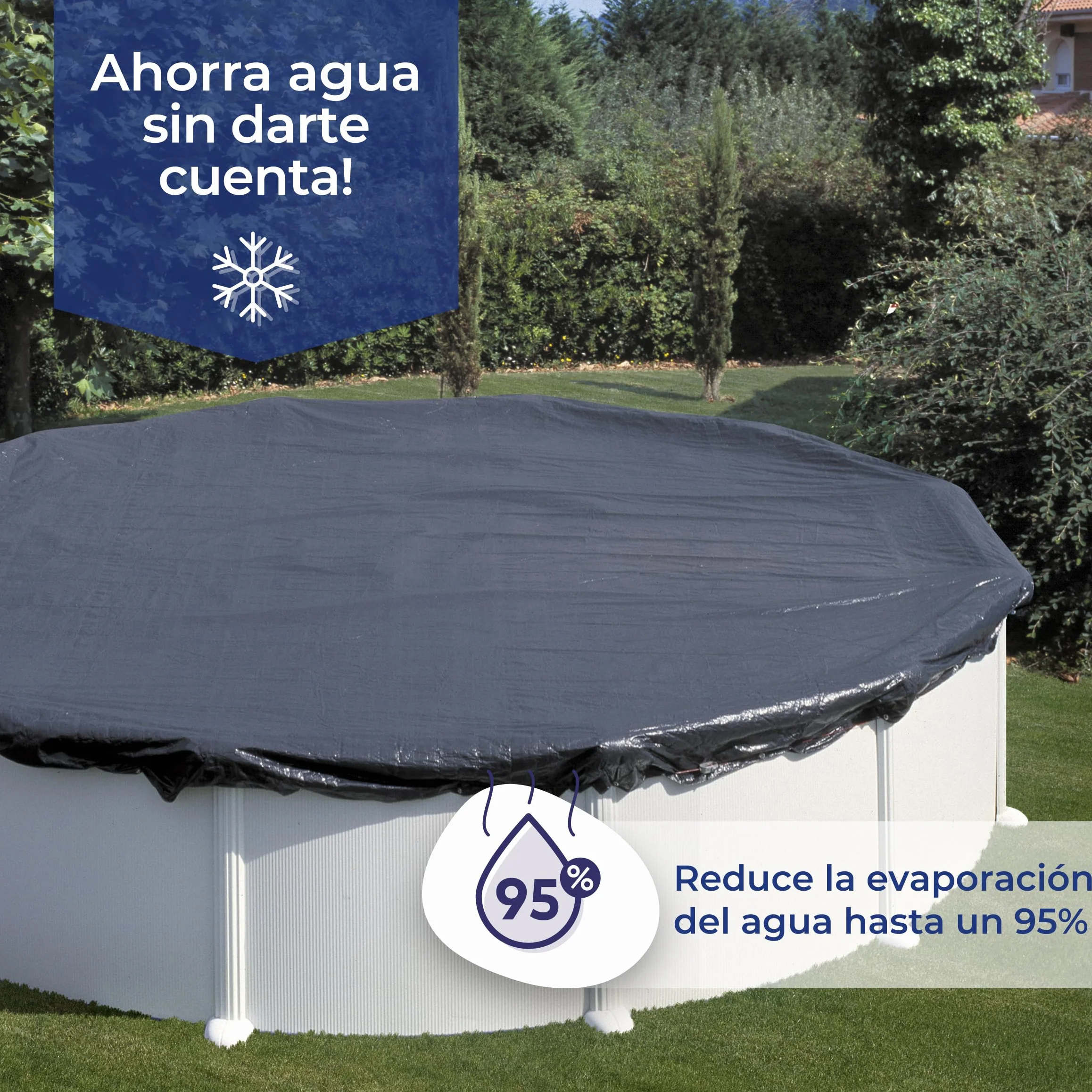 Gre CIPR241 - Cubierta de Invierno para Piscinas Redondas de 240 cm de diámetro, 120 g/m2, Cobertor de Piscina para Proteger el Agua de la Piscina