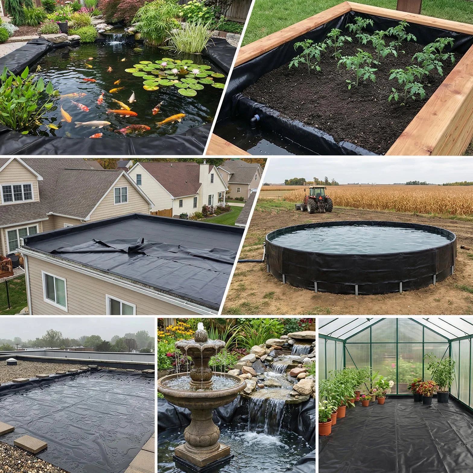 Lámina para estanque, 2 x 3 m, HDPE para estanques, cargas pesadas, 0,2 mm de grosor, lámina de sellado flexible, membrana de estanque, color negro, para estanques, jardines, estanques de