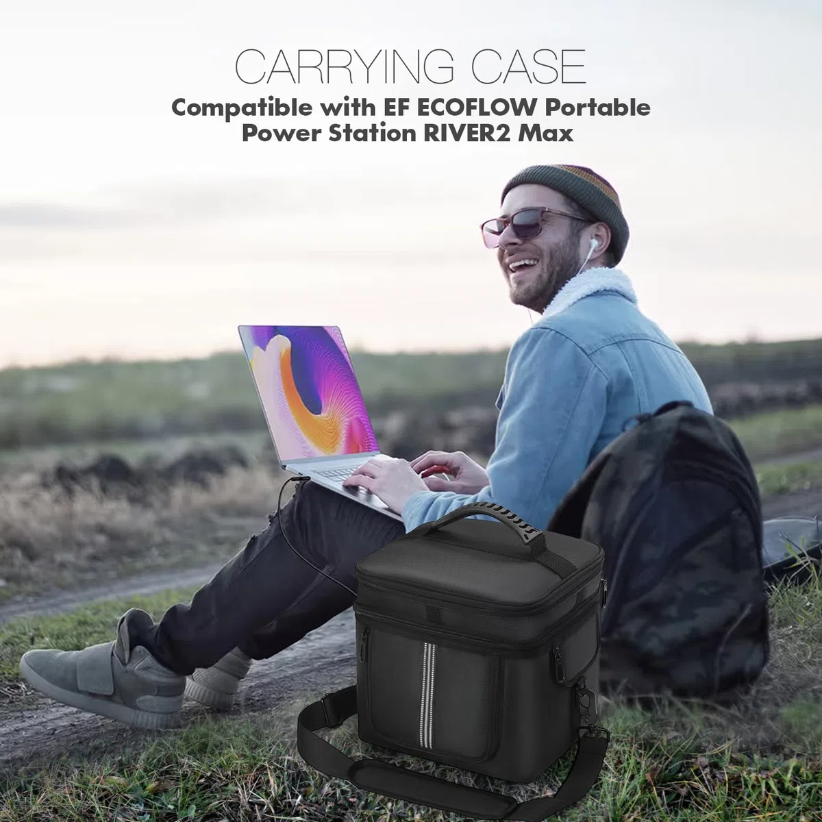 Funda de Transporte Compatible con la Central eléctrica portátil ECOFLOW River 2 MAX, Bolsa de Almacenamiento de Viaje con Ventanas con Cremallera para generador, Cable de Carga y