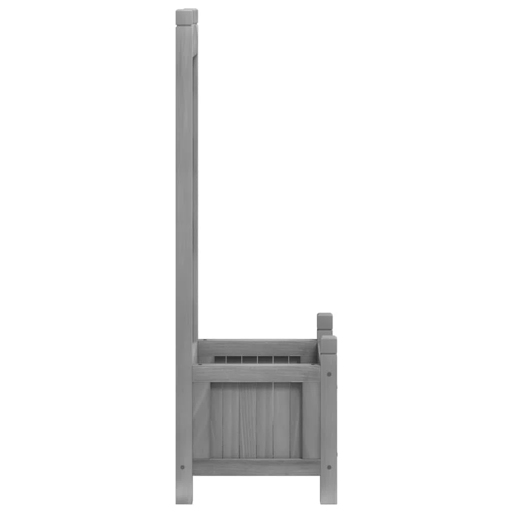 vidaXL Jardinera con Enrejado, Macetero para Plantas Trepadoras, Maceta para Flores, Arriate para Jardín Balcón, Madera Maciza de Abeto Gris