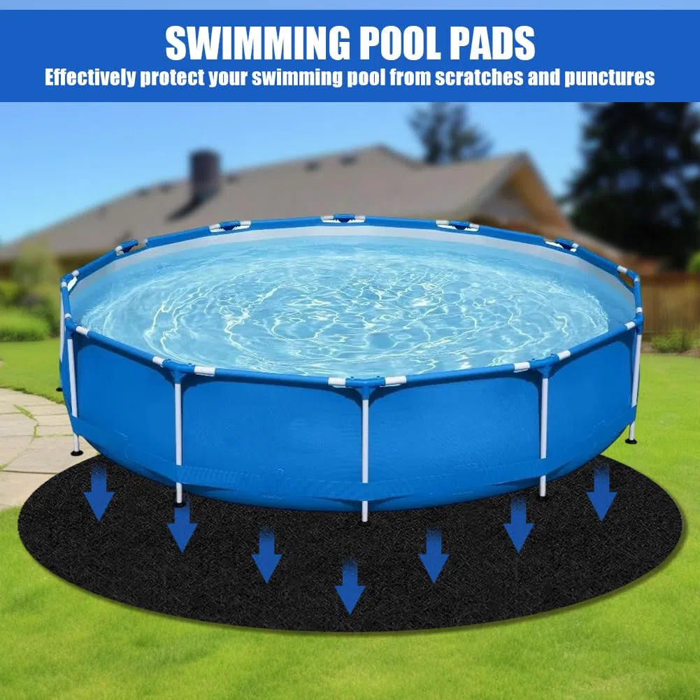Base antideslizante redonda para piscina, para exteriores, lona de suelo precortada para piscinas de pie y jacuzzis, ideal para exteriores, prolonga la vida útil del revestimiento (370 cm de diámetro)