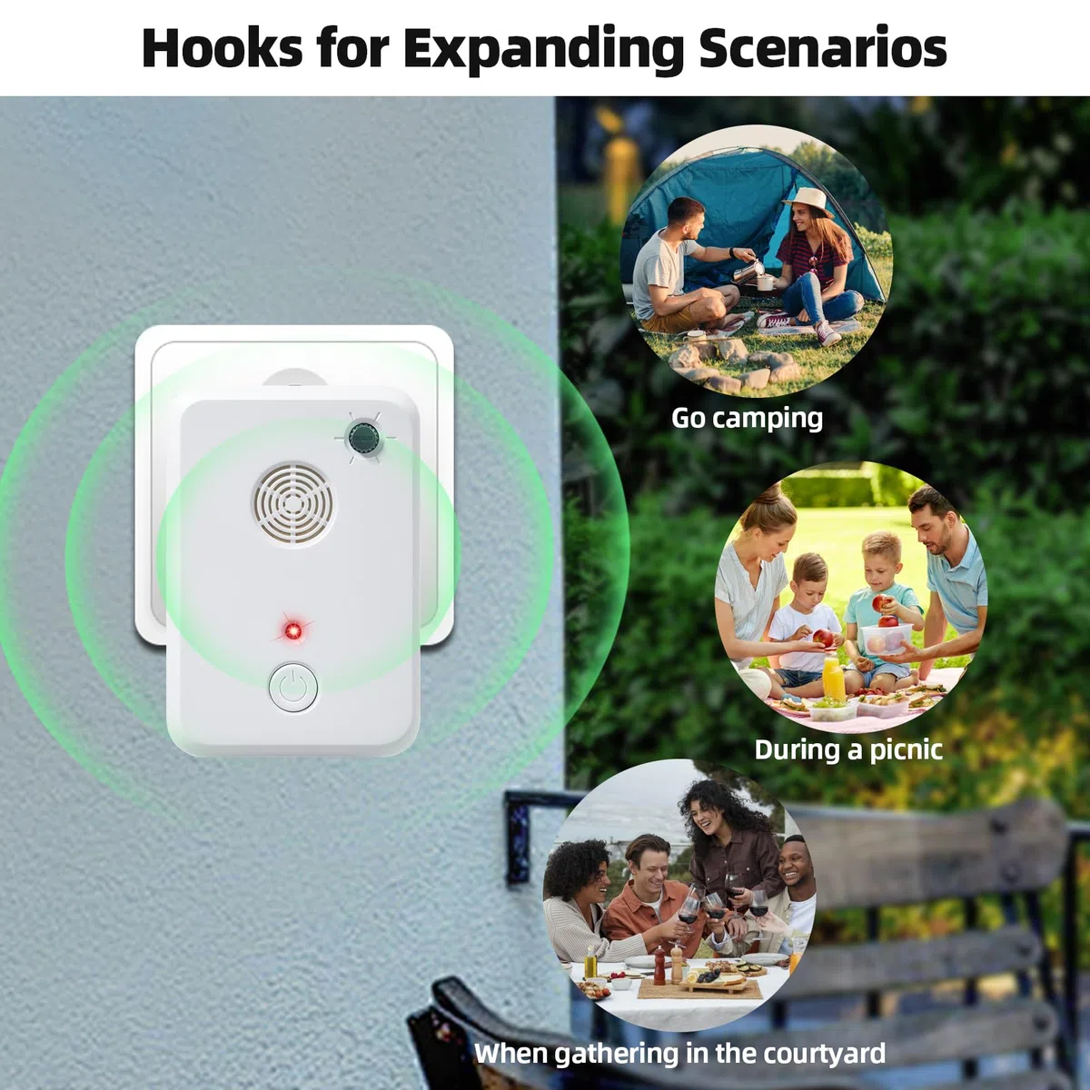 Paquete de 4 dispositivos repelentes ultrasónicos de murciélagos para ático o porche, dispositivo ajustable de exclusión de murciélagos para uso en interiores, amigable con humanos y mascotas (blanco)