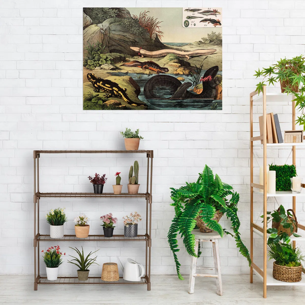 Relaxdays Estantería para Plantas, 4 Baldas, Mueble Macetas Flores y Hierbas, Soporte Metálico, 106 x 91 x 28 cm, Marrón