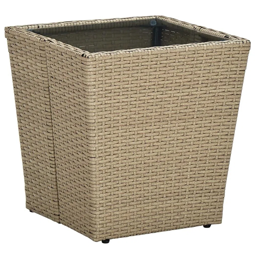 vidaXL Mesa de Centro Auxiliar Consola Mesita Salón Lateral Té Café Sofá Hogar Sala de Estar Mobiliario Muebles de Ratán PE Vidrio Templado Beige