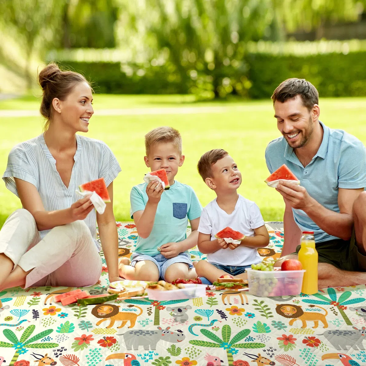 Manta de picnic extragrande lavable de 3 capas, impermeable, plegable, 79 x 79', manta para niños al aire libre, portátil, compacta, para camping, playa, viajes, a prueba de arena (ZQ0034)
