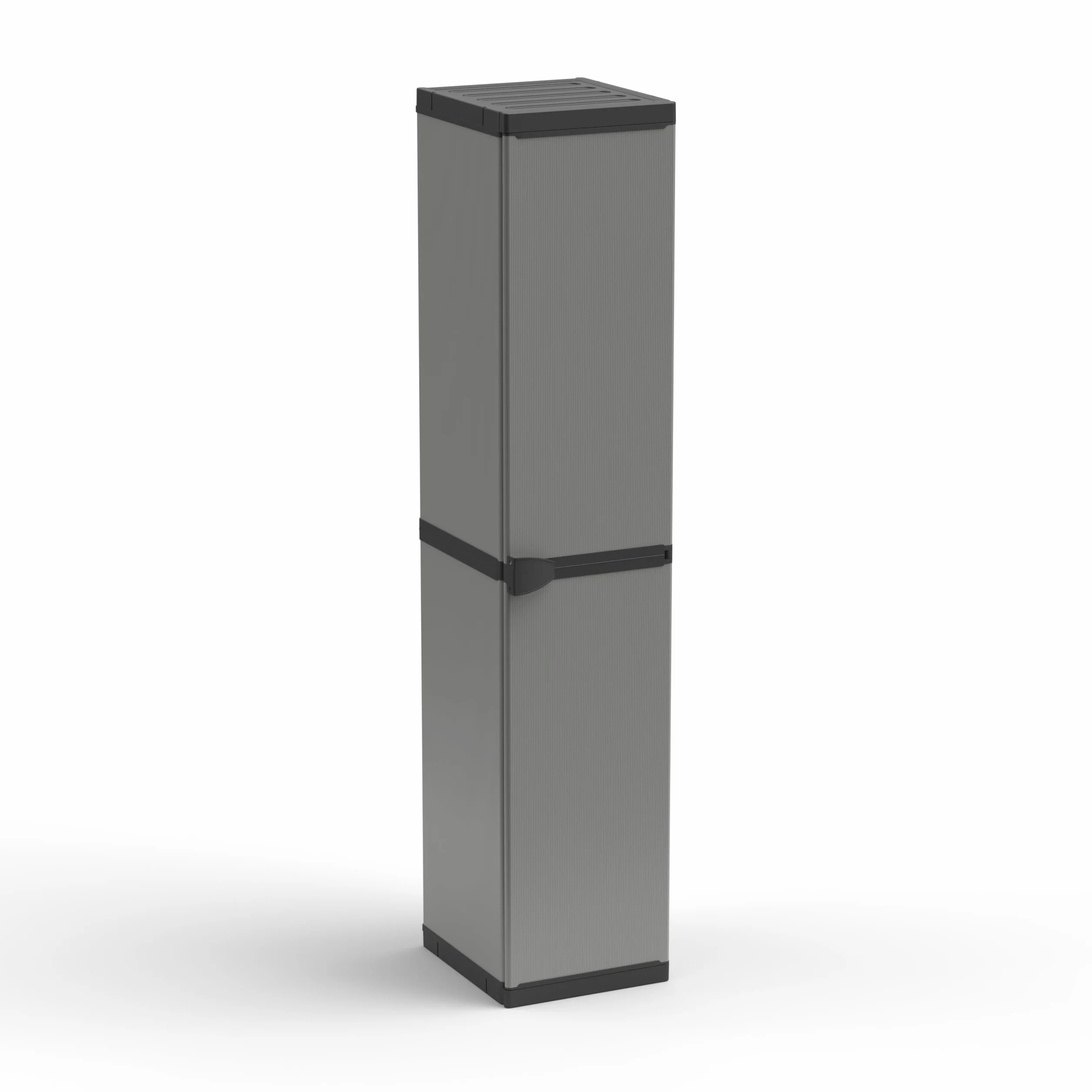 Adventa: Armario de Resina de PVC y PP, 1 Puerta, 3 estantes, fácil de Montar, Modular System, Resistente, Apto para ambientes Interiores y Exteriores, 34 x 40 x 165 cm, Gris y Negro