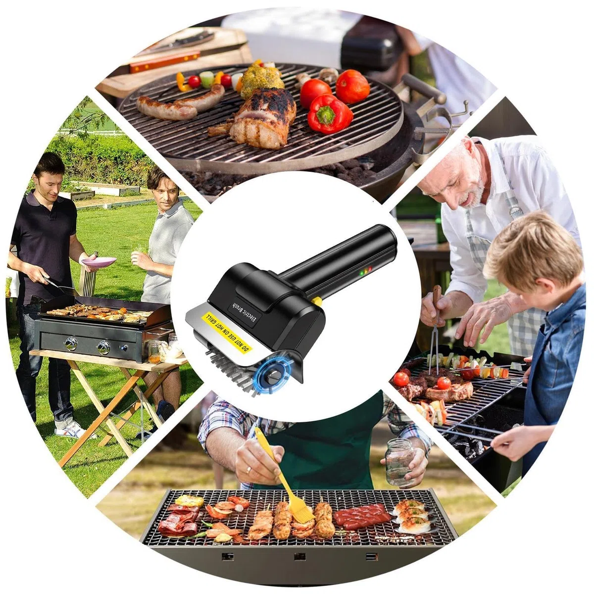 Cepillo eléctrico Parrilla | Limpiador Parrilla eléctrico Mejorado 2026 | Cepillos Recargables Parrillas Barbacoa cerdas Alambre | Accesorios automáticos Impermeables Limpiador BBQ para Aire Libres