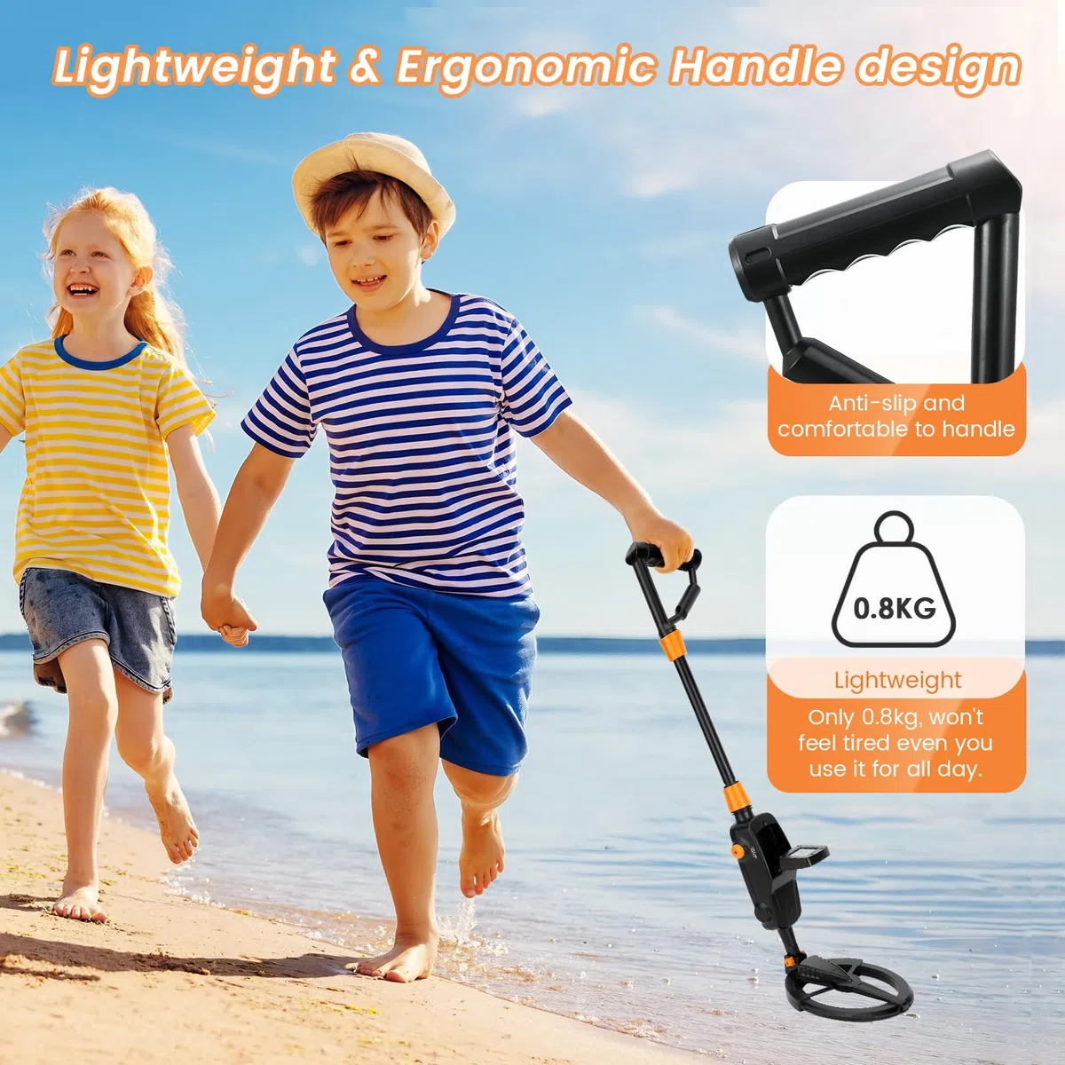 Detector de Metales Niños, Sunowl Detector de Metales para Niños con Pantalla LCD e Indicación de Sonido, de Alta Sensibilidad con Bobina de Búsqueda para Búsqueda de Metale